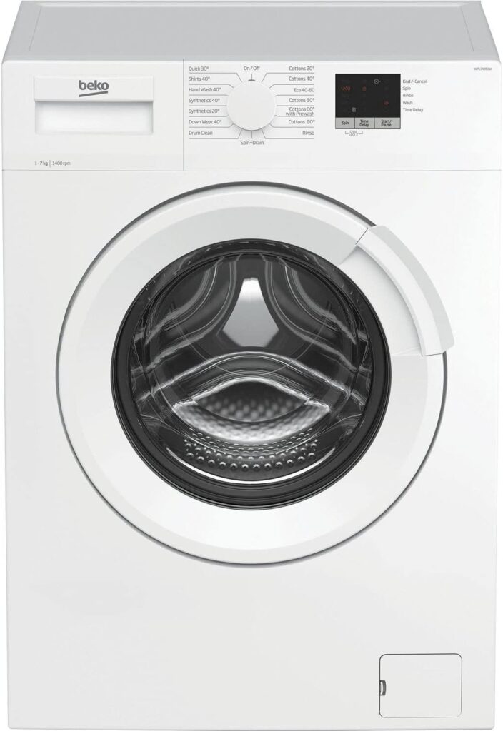 Beko WTL74051W Washing Machine | 7 kg Capacity 1400 rpm Spin Speed | D Rated Energy Class| White Colour, 28 Minute Quick Wash Technology | RecycledTub [Energy Class A]