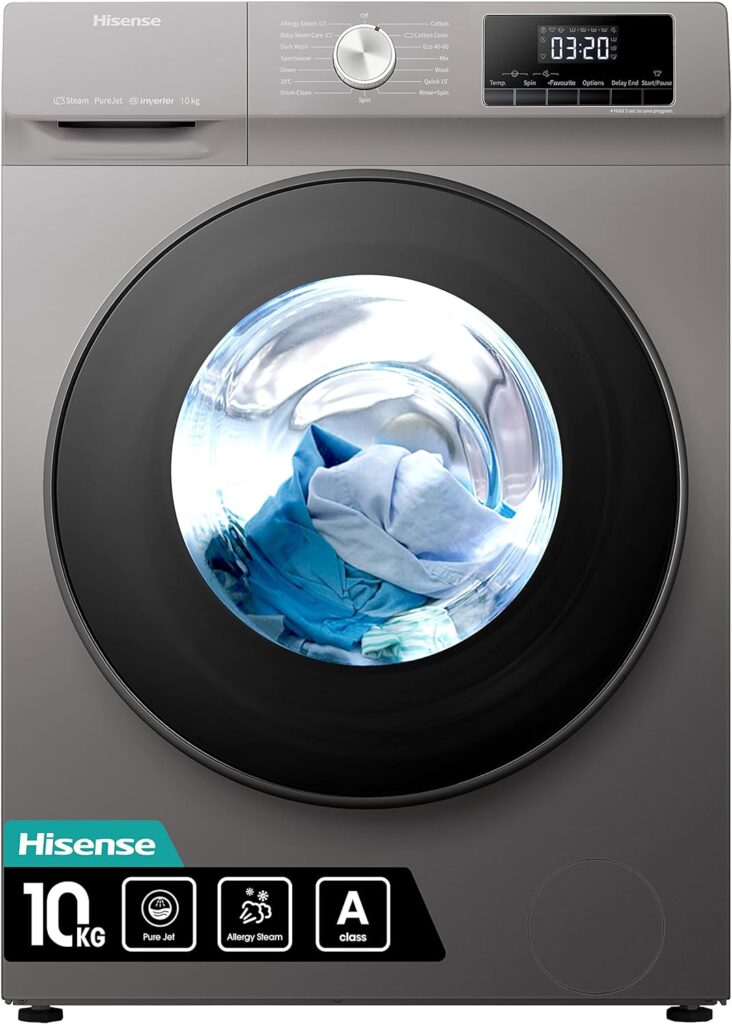 Hisense WFQA1014EVJMT 10kg Washing Machine with 1400 rpm - Titanium - A Rated