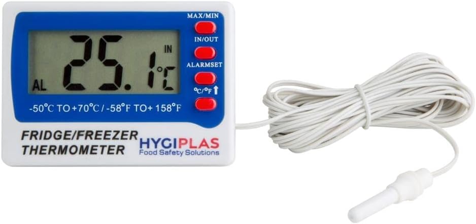 Hygiplas Digital Fridge / Freezer Thermometer 52X73X15mm Temperature Catering