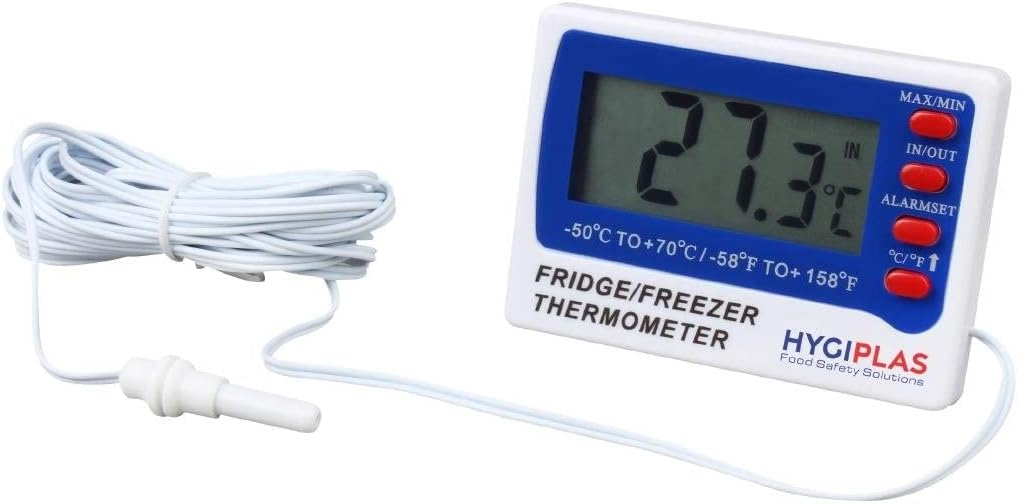 Hygiplas Digital Fridge / Freezer Thermometer 52X73X15mm Temperature Catering