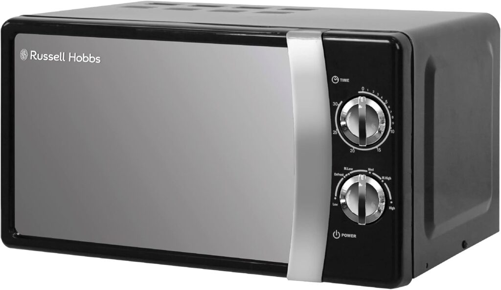 Russell Hobbs RHMM701B 17 Litre 700 W Black Solo Manual Microwave with 5 Power Levels, Ringer Timer, Defrost Setting, Easy Clean