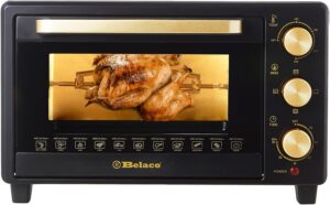 belaco 23l toaster oven tabletop cooking baking portable oven rotiseerie1380w 60 min timer with auto shut off 100 250 st 5