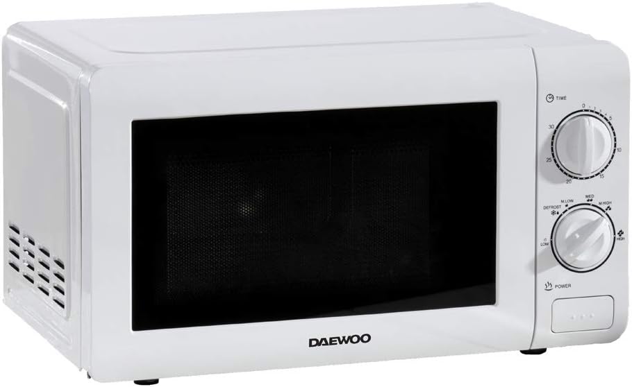 Daewoo KOR6N35S 800W, 20L Microwave | Easy Clean Stainless Steel Interior | 6 Power Levels | Manual 30 Minute Timer | Glass Turntable |- White…
