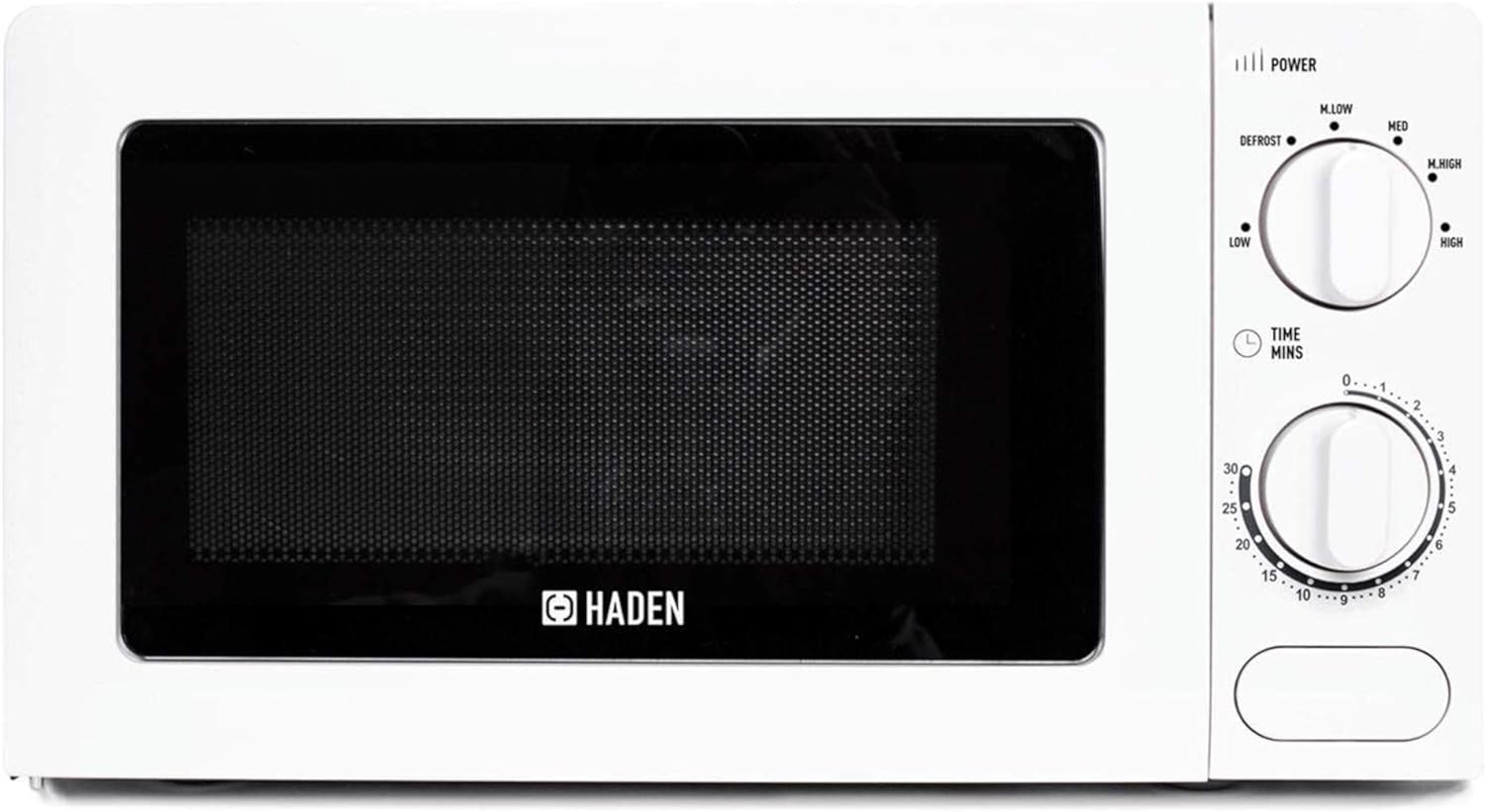 Haden 17L White Microwave - Compact, Versatile, and Elegant 700W Countertop Microwave with Safety Lock, 6 Power Levels, and 30-Min Timer - Perfect for Small Kitchens and Caravans