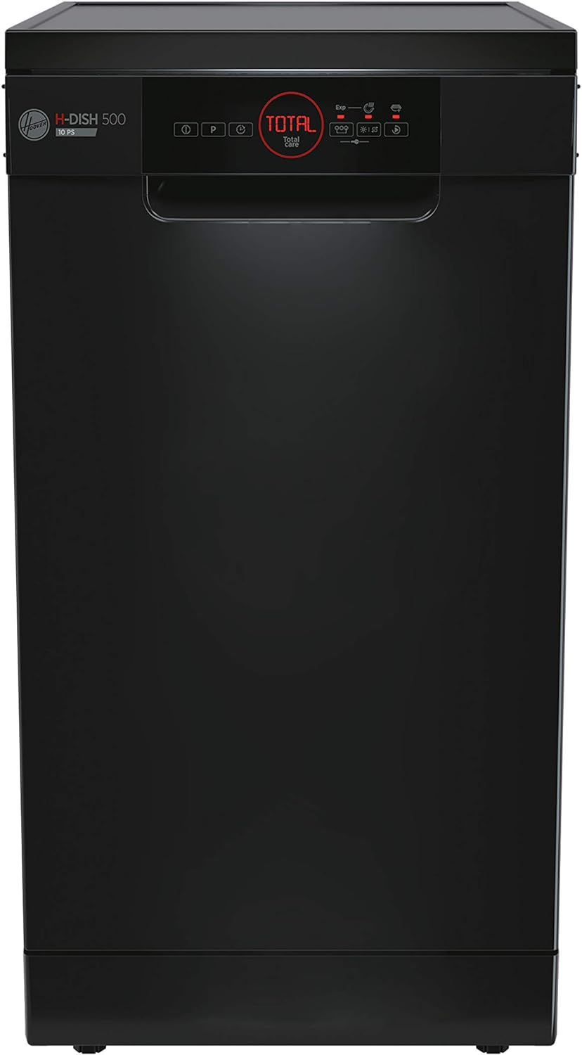 Hoover HDPH2D1049B Freestanding Slimline Dishwasher, 10 Place Settings, 45 cm Wide, Black [Energy Class E]