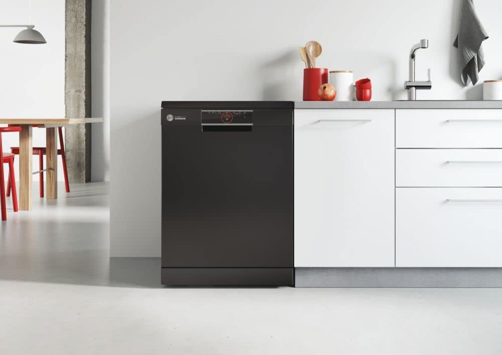 Hoover HDPH2D1049B Freestanding Slimline Dishwasher, 10 Place Settings, 45 cm Wide, Black [Energy Class E]