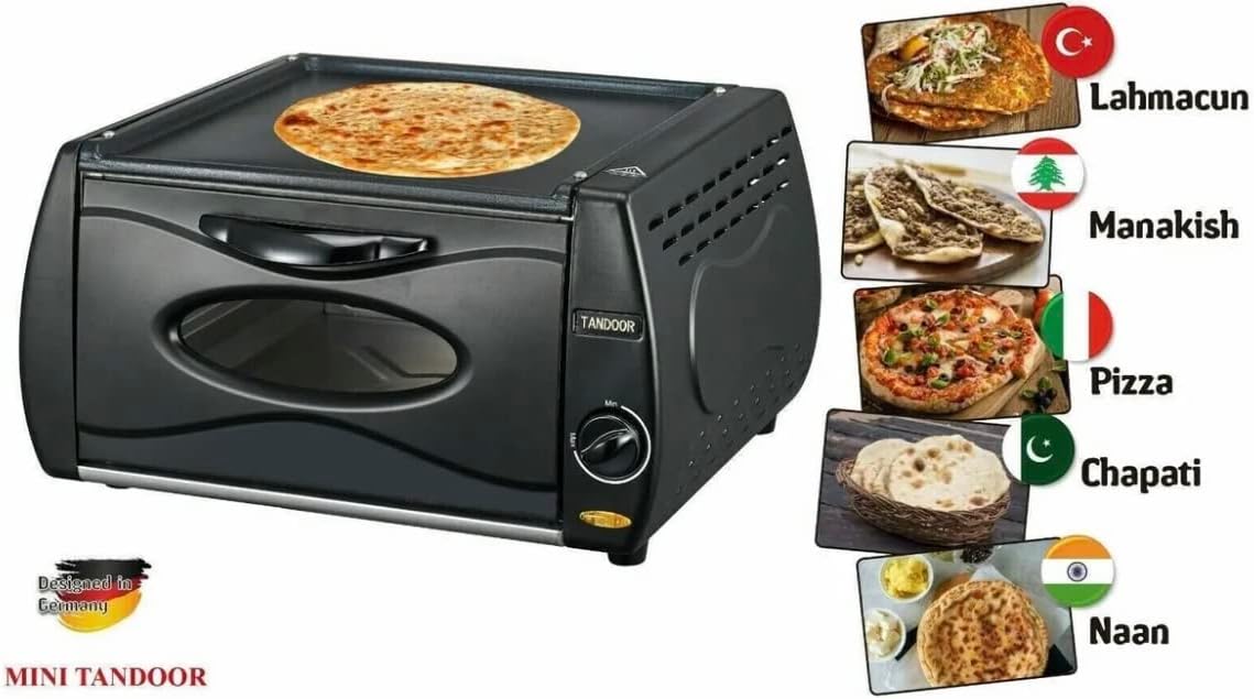 Tandoor Mini Oven Lahmacun Pizza Naan Chapati Break Maker - Electric Tandoor, Black (XL MODEL)